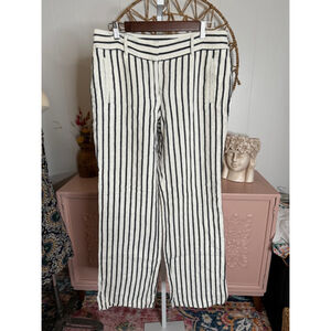 Women's Loft Pants,‎ Size 8, White & Navy Striped